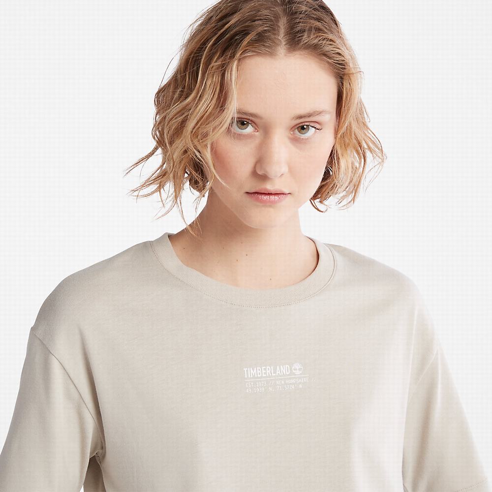 Timberland T-Shirt with Tencel™ x Refibra™ Teknolojileri Tişört Kadın Açık Gri | TR-1859X