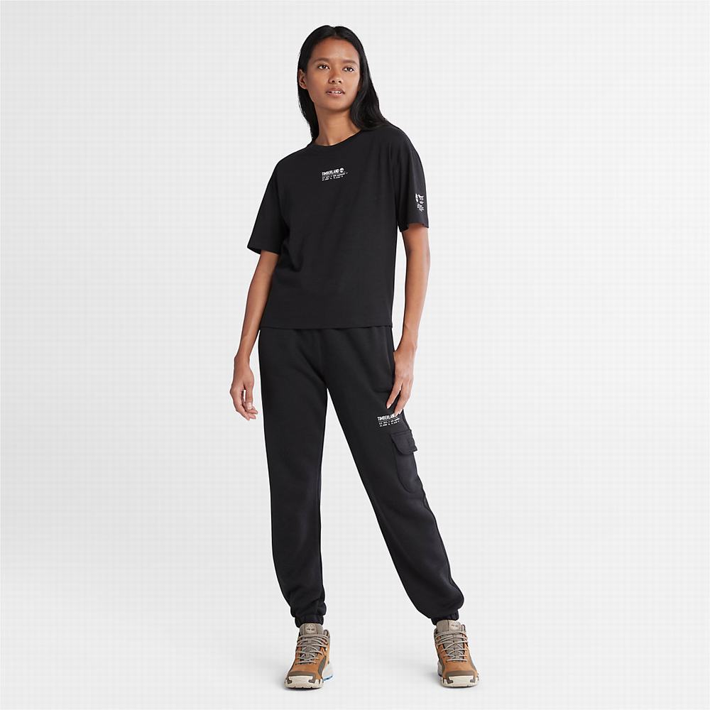 Timberland T-Shirt with Tencel™ x Refibra™ Teknolojileri Tişört Kadın Siyah | TR-4097Z