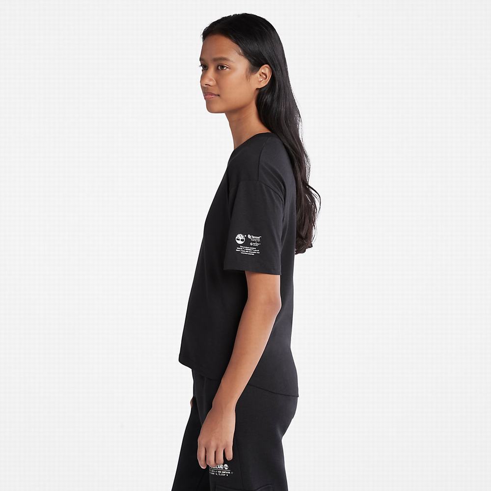 Timberland T-Shirt with Tencel™ x Refibra™ Teknolojileri Tişört Kadın Siyah | TR-4097Z