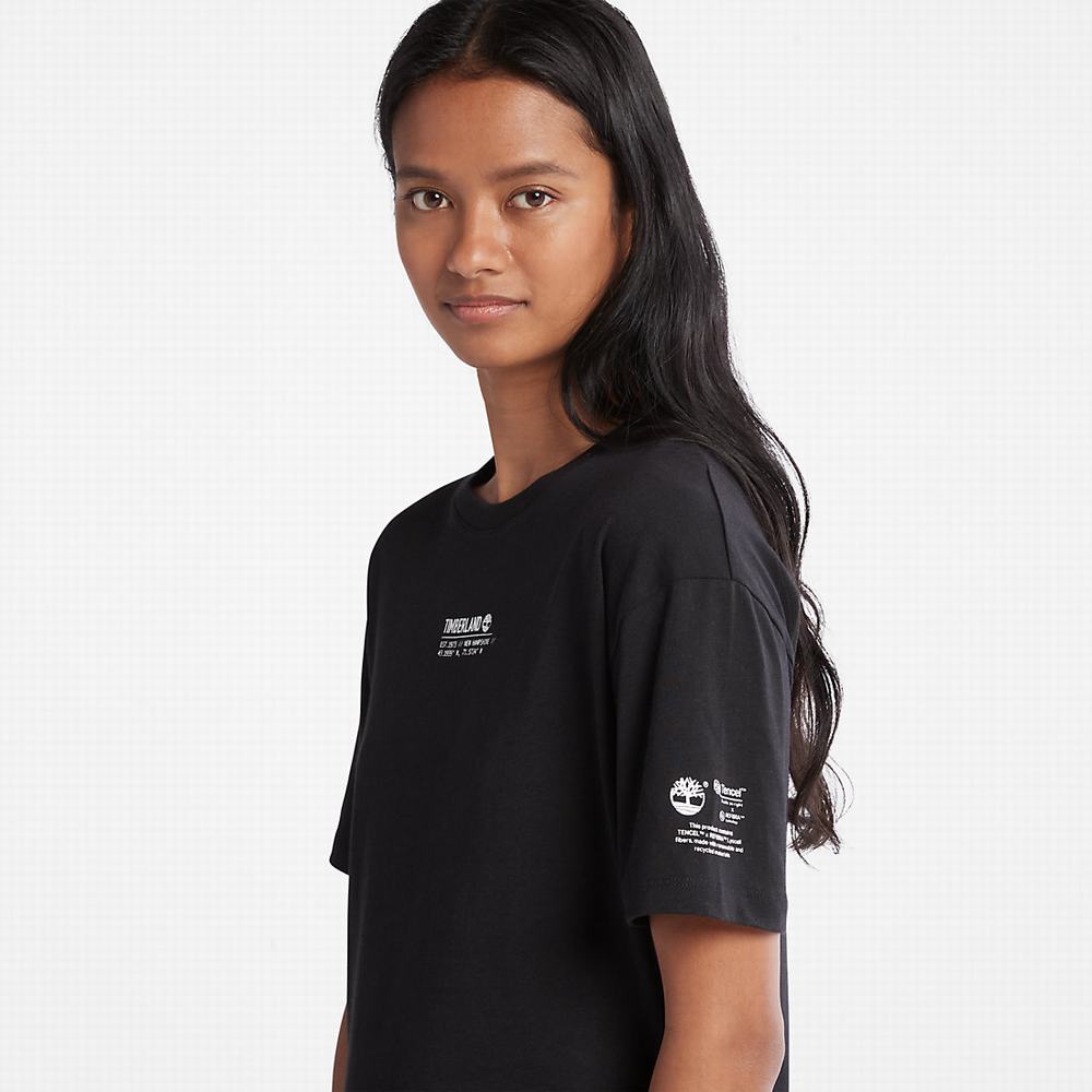 Timberland T-Shirt with Tencel™ x Refibra™ Teknolojileri Tişört Kadın Siyah | TR-4097Z