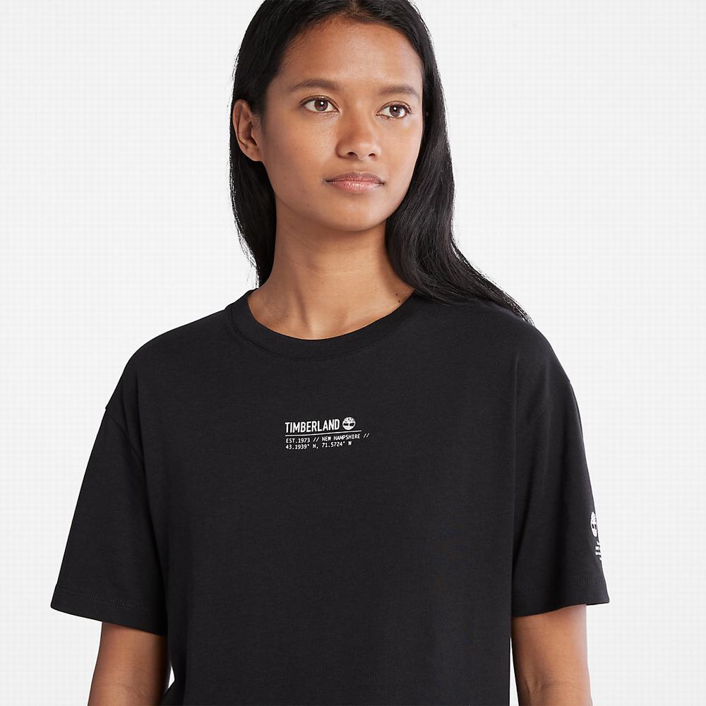 Timberland T-Shirt with Tencel™ x Refibra™ Teknolojileri Tişört Kadın Siyah | TR-4097Z