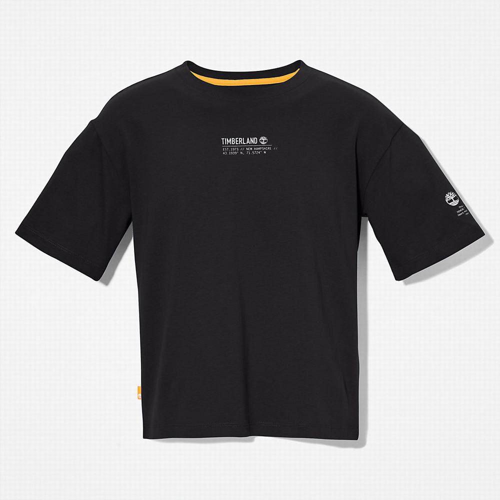Timberland T-Shirt with Tencel™ x Refibra™ Teknolojileri Tişört Kadın Siyah | TR-4097Z