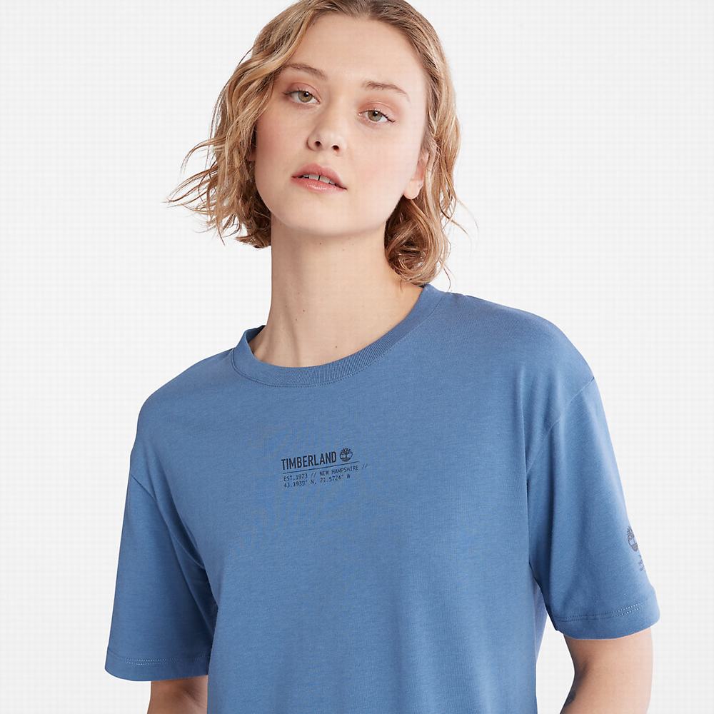 Timberland T-Shirt with Tencel™ x Refibra™ Teknolojileri Tişört Kadın Mavi | TR-4583L