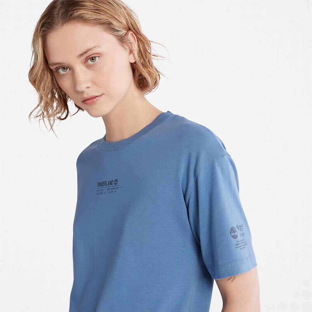 Timberland T-Shirt with Tencel™ x Refibra™ Teknolojileri Tişört Kadın Mavi | TR-4583L