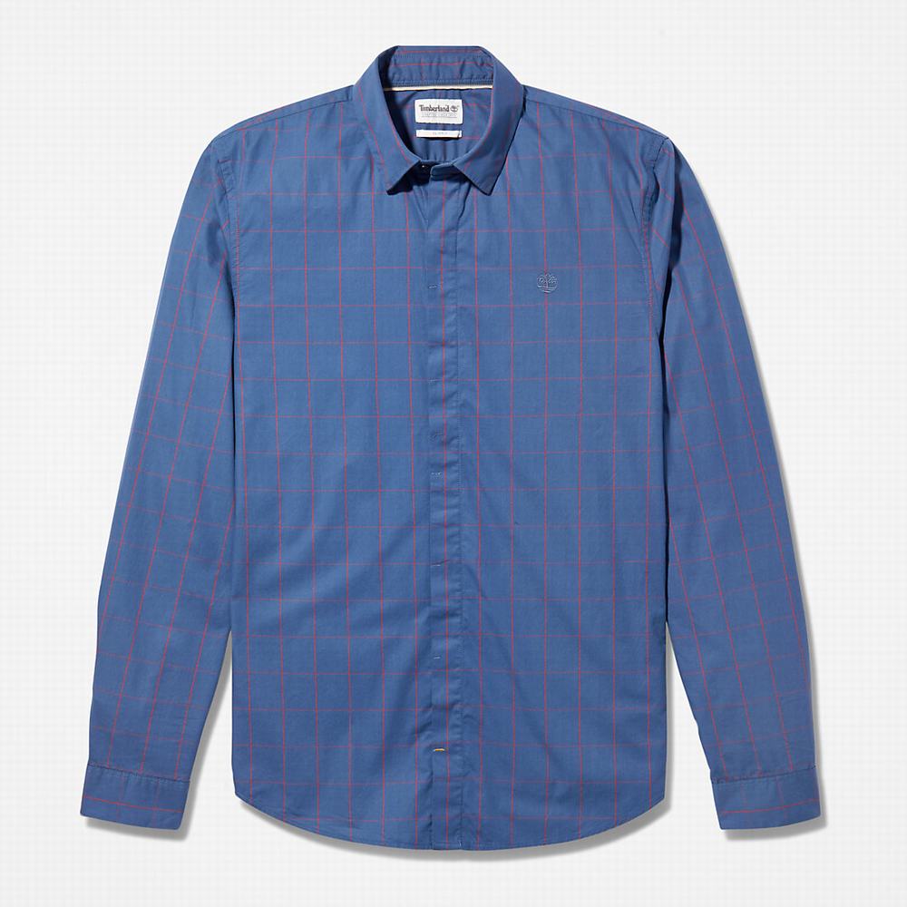 Timberland Tencel™ Check Gömlek Erkek Mavi | TR-8607C