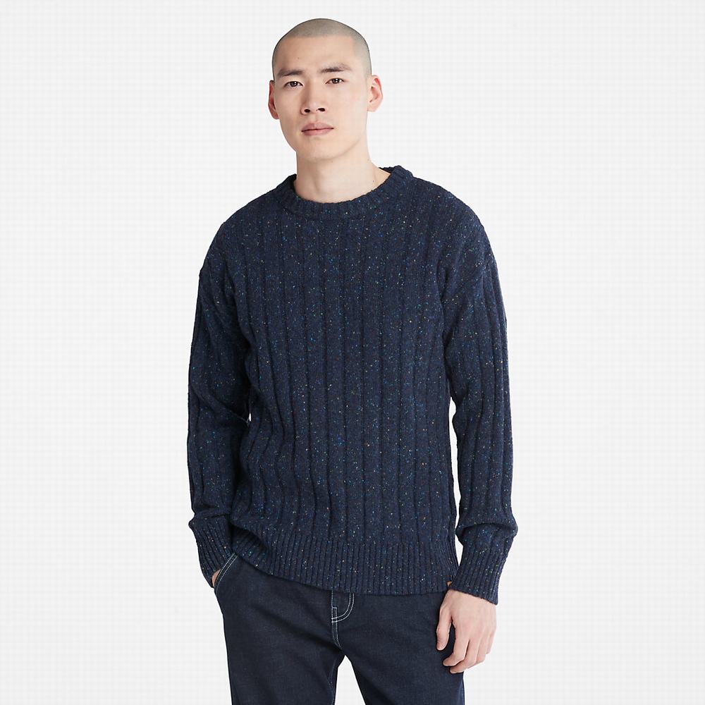Timberland Textured Crewneck Süveter Erkek Lacivert | TR-1538E
