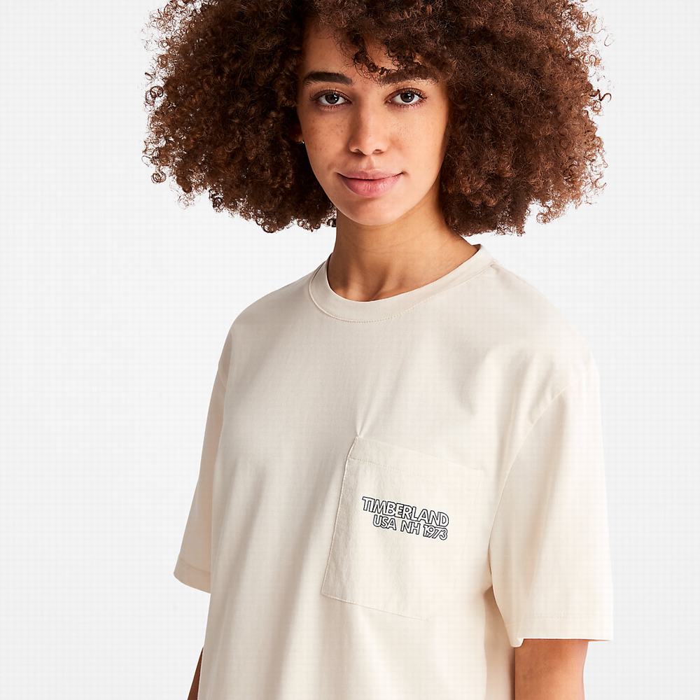 Timberland TimberCHILL™ Pocket Tişört Kadın Beyaz | TR-4726Z