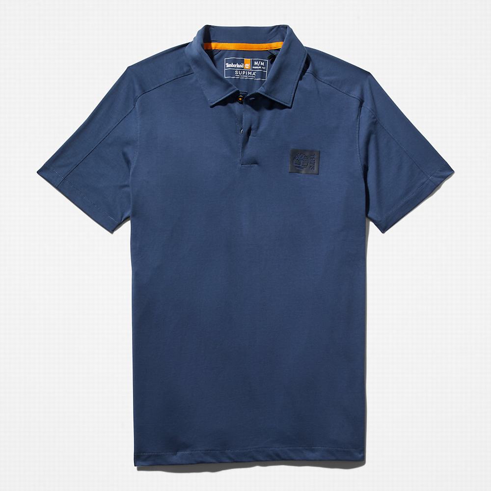 Timberland TimberFresh™ Supima® Pamuklu Polo Gömlek Erkek Koyu Mavi | TR-5023T