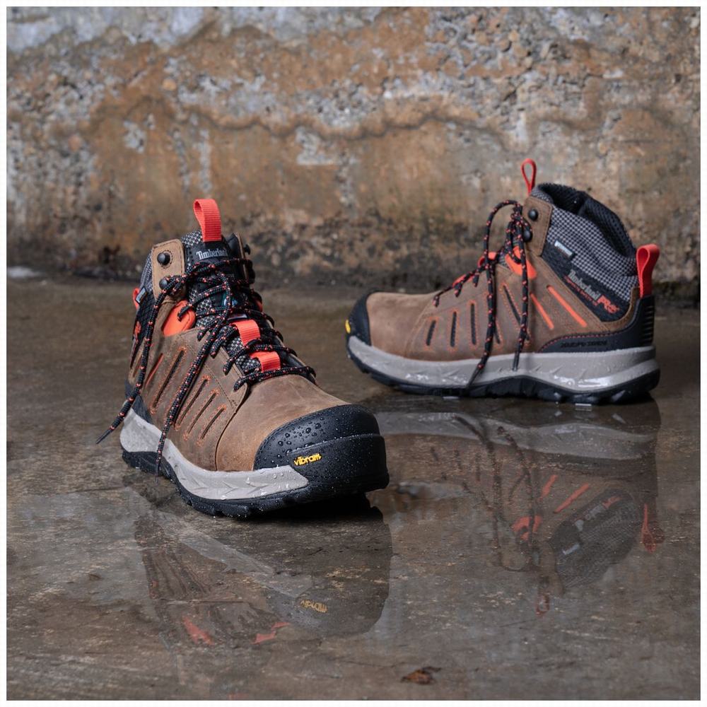 Timberland Trailwind Waterproof Comp-Burunlu Iş Botu Erkek Kahverengi Kırmızı | TR-0318K