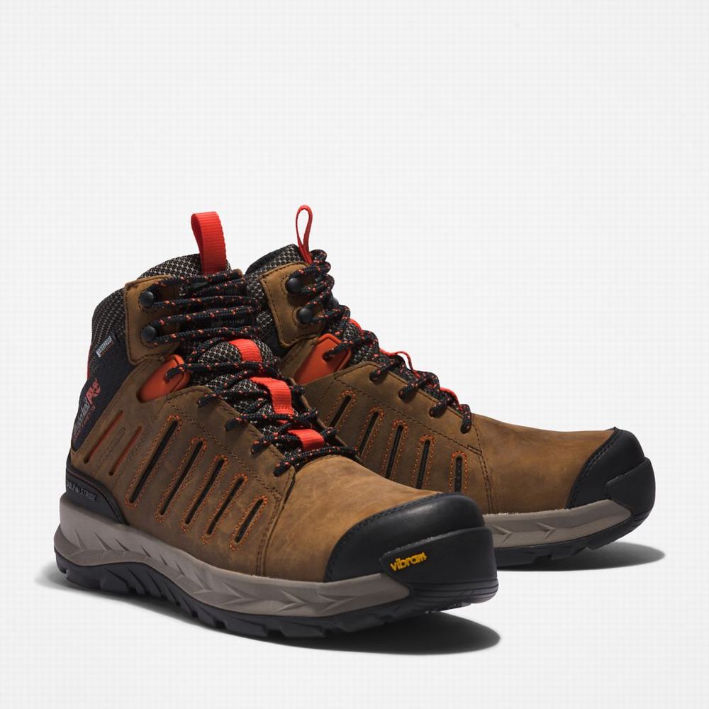 Timberland Trailwind Waterproof Comp-Burunlu Iş Botu Erkek Kahverengi Kırmızı | TR-0318K