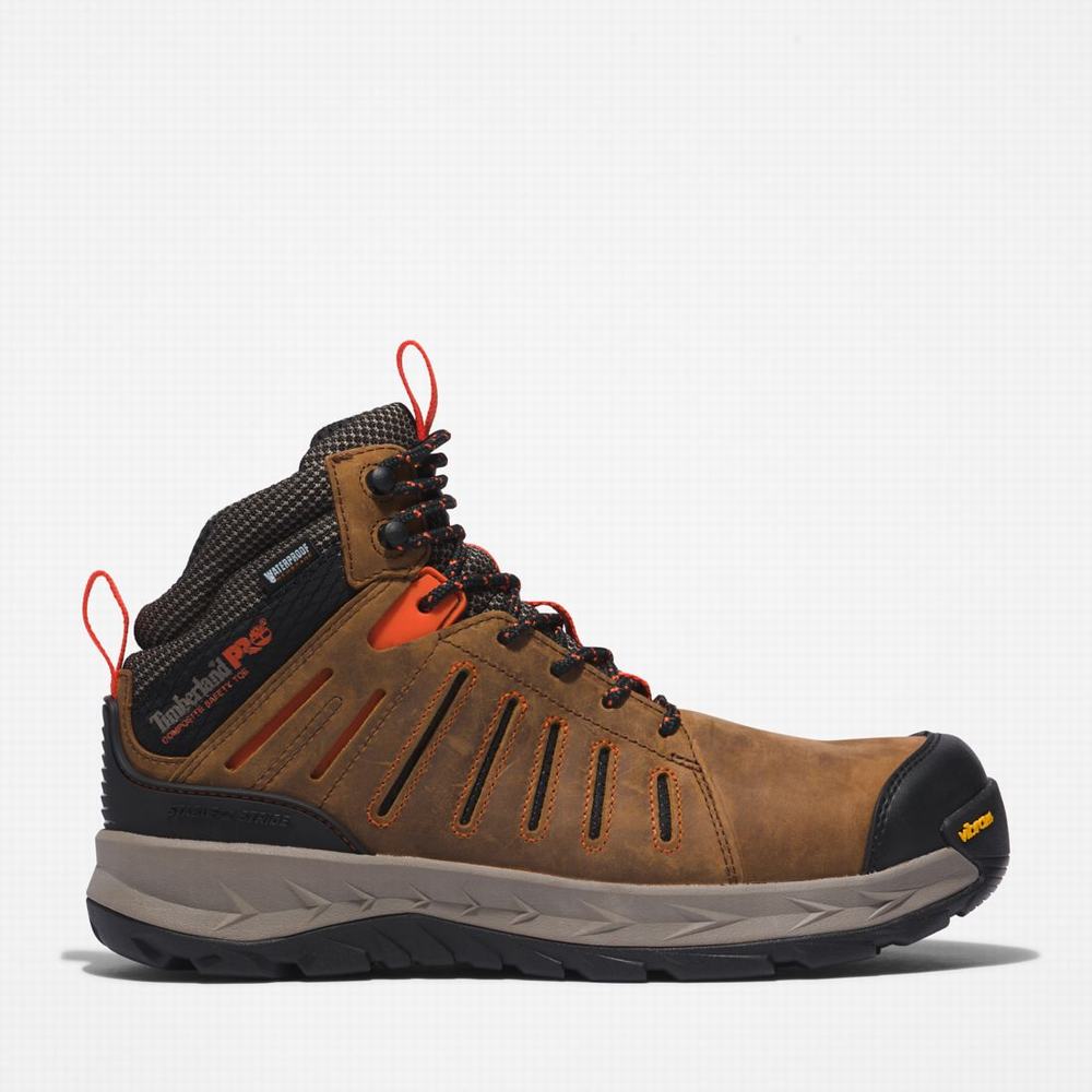 Timberland Trailwind Waterproof Comp-Burunlu Iş Botu Erkek Kahverengi Kırmızı | TR-0318K