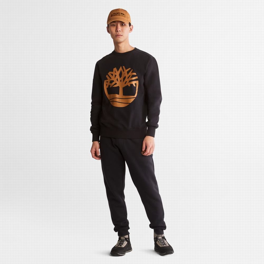 Timberland Tree Logo Crewneck Tişörtü Erkek Siyah Kahverengi | TR-1437H