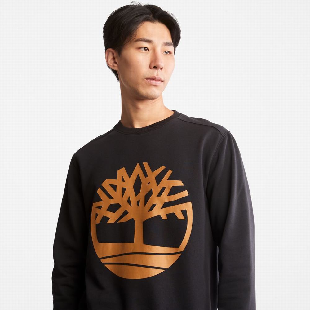 Timberland Tree Logo Crewneck Tişörtü Erkek Siyah Kahverengi | TR-1437H