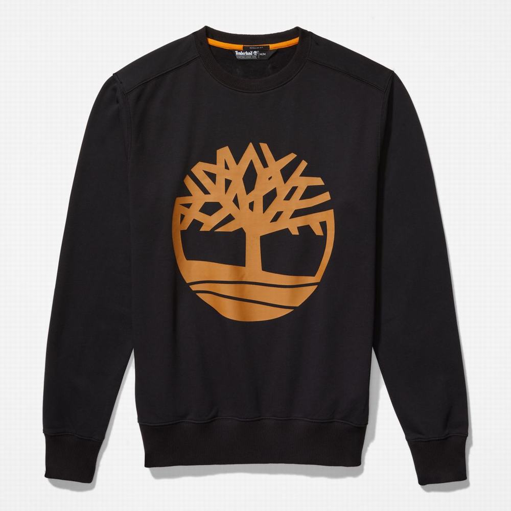 Timberland Tree Logo Crewneck Tişörtü Erkek Siyah Kahverengi | TR-1437H