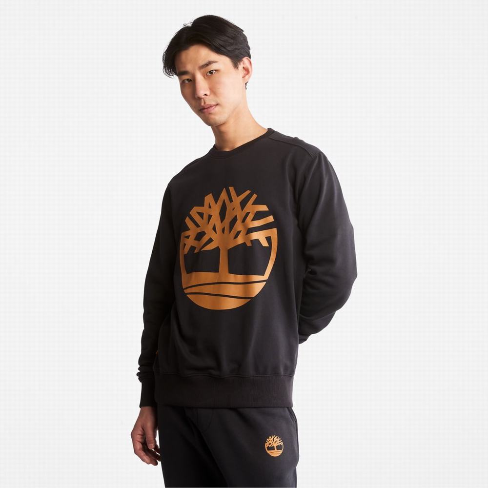 Timberland Tree Logo Crewneck Tişörtü Erkek Siyah Kahverengi | TR-1437H