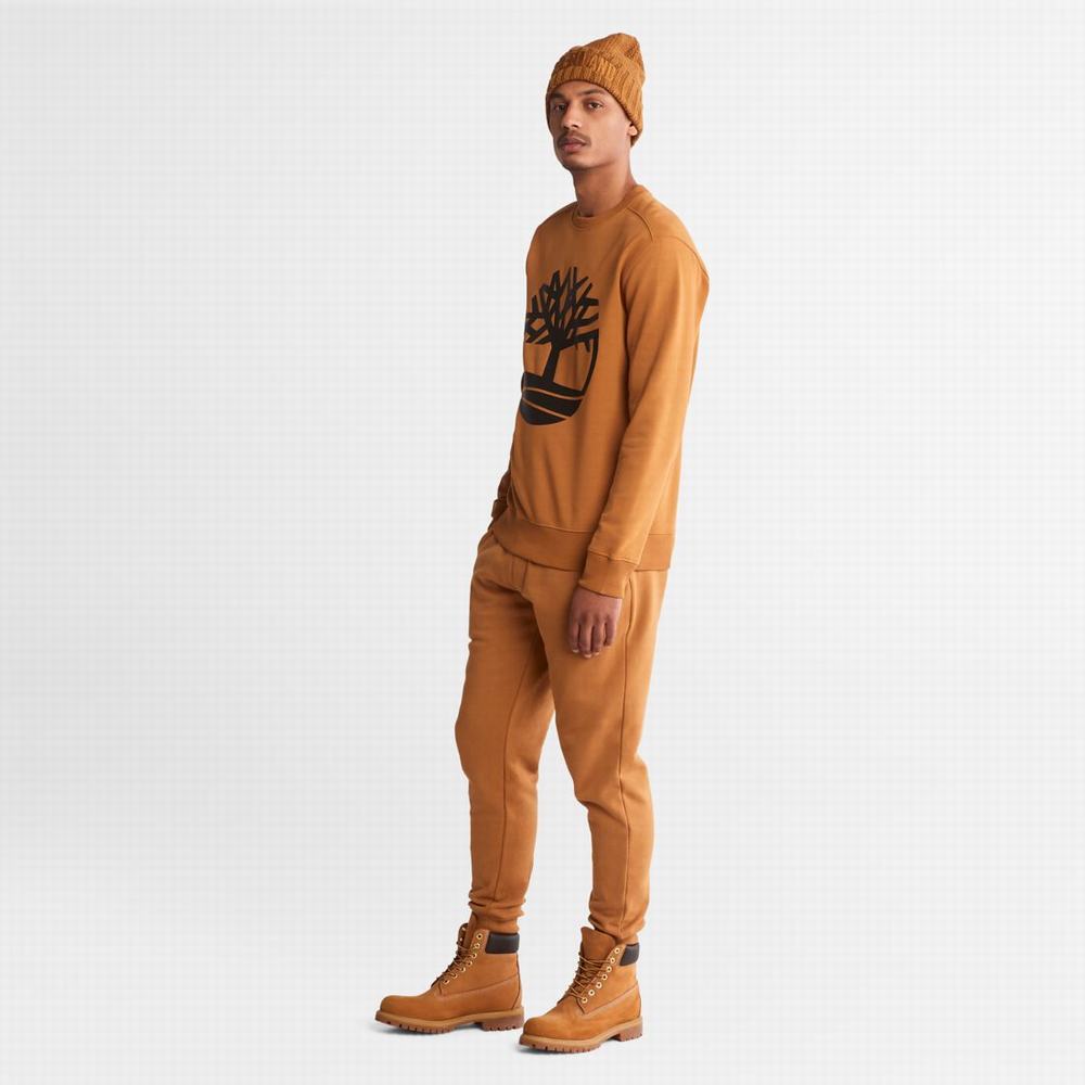 Timberland Tree Logo Crewneck Tişörtü Erkek Kahverengi Siyah | TR-7482G