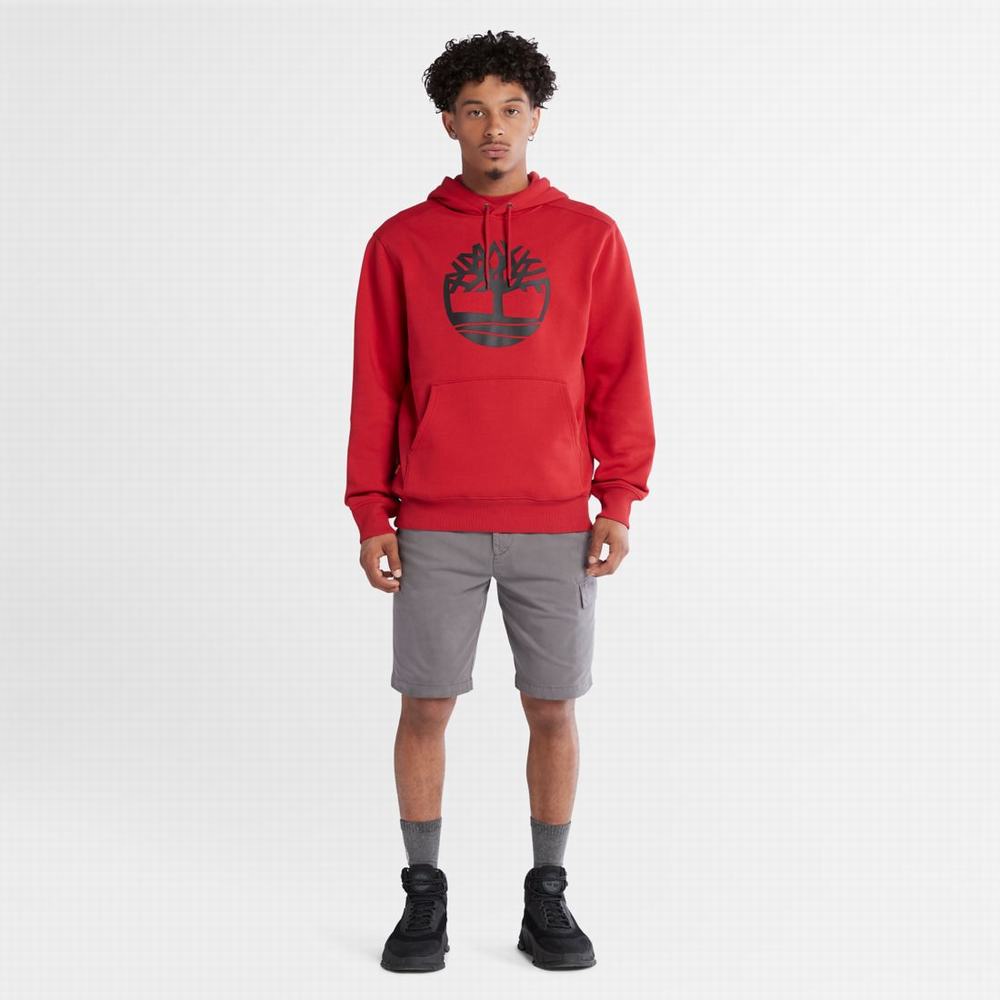 Timberland Tree-Logo Kapüşonlu Sweatshirt Erkek Koyu Kırmızı Siyah | TR-3596Z