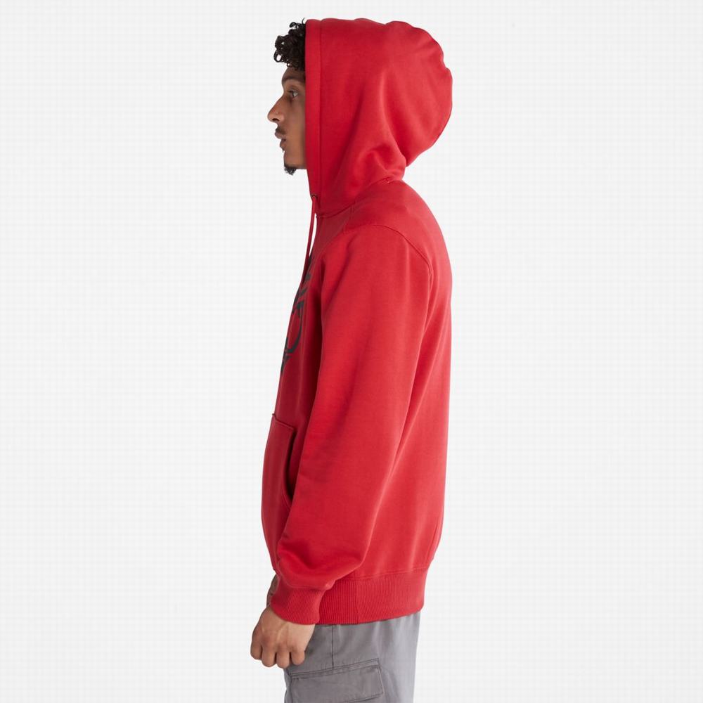 Timberland Tree-Logo Kapüşonlu Sweatshirt Erkek Koyu Kırmızı Siyah | TR-3596Z
