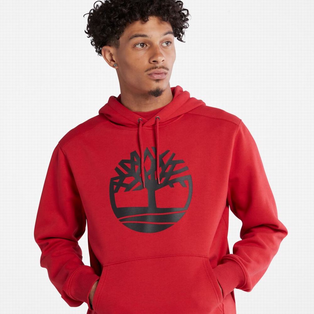 Timberland Tree-Logo Kapüşonlu Sweatshirt Erkek Koyu Kırmızı Siyah | TR-3596Z