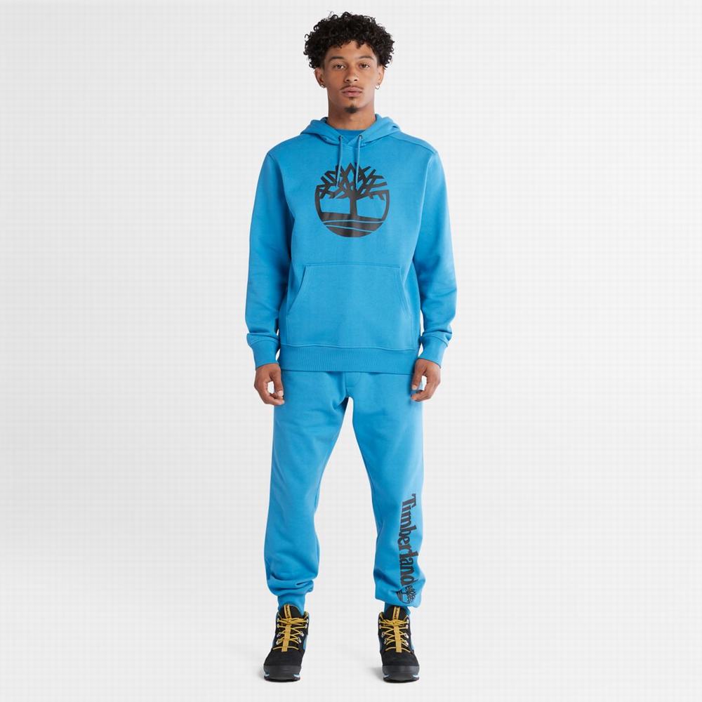 Timberland Tree-Logo Kapüşonlu Sweatshirt Erkek Açık Mavi Siyah | TR-4069V