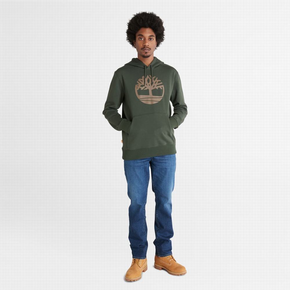 Timberland Tree-Logo Kapüşonlu Sweatshirt Erkek Koyu Zeytin Yeşili Kahverengi | TR-5129B