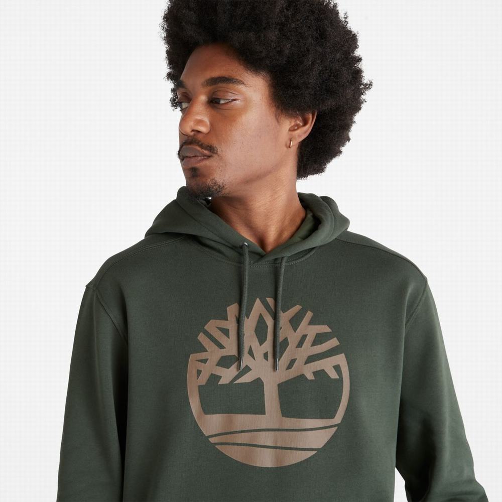 Timberland Tree-Logo Kapüşonlu Sweatshirt Erkek Koyu Zeytin Yeşili Kahverengi | TR-5129B