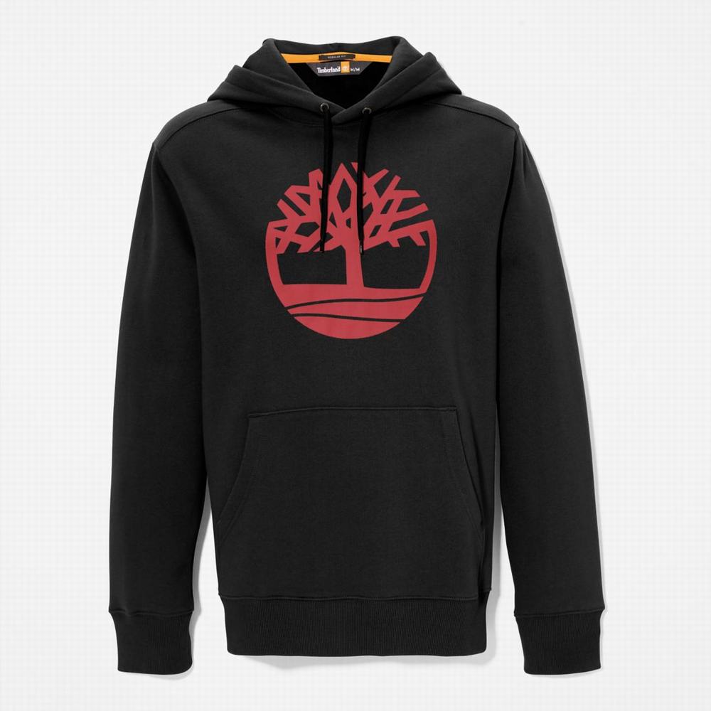 Timberland Tree-Logo Kapüşonlu Sweatshirt Erkek Siyah Koyu Kırmızı | TR-6872X