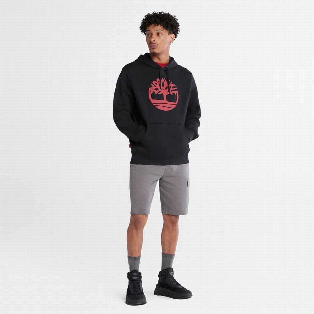 Timberland Tree-Logo Kapüşonlu Sweatshirt Erkek Siyah Koyu Kırmızı | TR-6872X