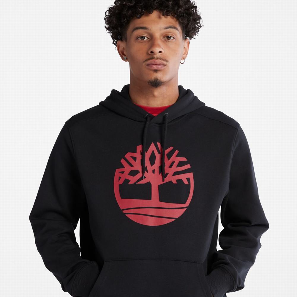 Timberland Tree-Logo Kapüşonlu Sweatshirt Erkek Siyah Koyu Kırmızı | TR-6872X