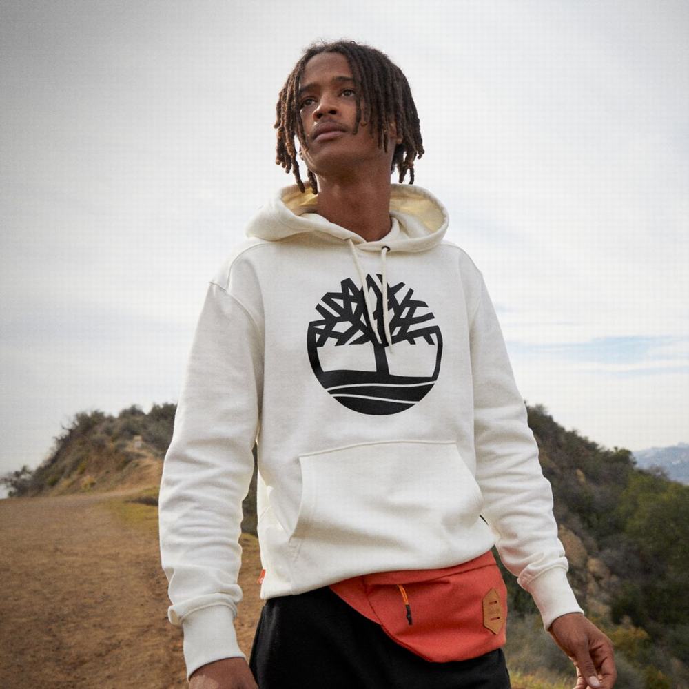 Timberland Tree-Logo Kapüşonlu Sweatshirt Erkek Beyaz | TR-9680J