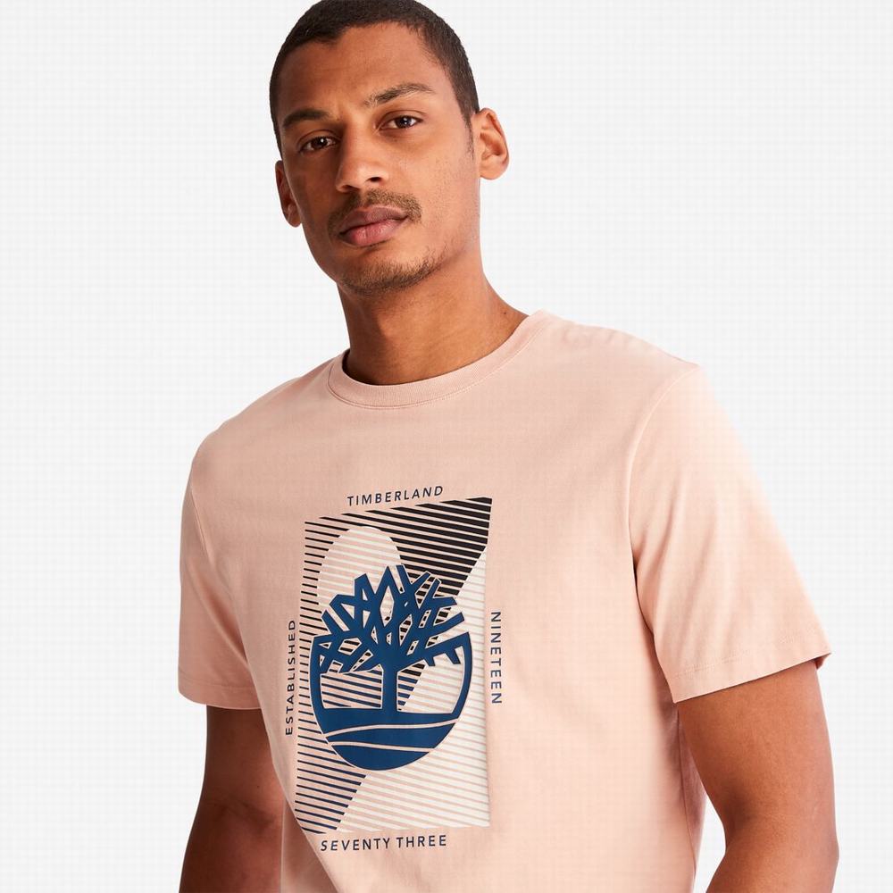 Timberland Tree-Logo Tişört Erkek Pembe | TR-3854D