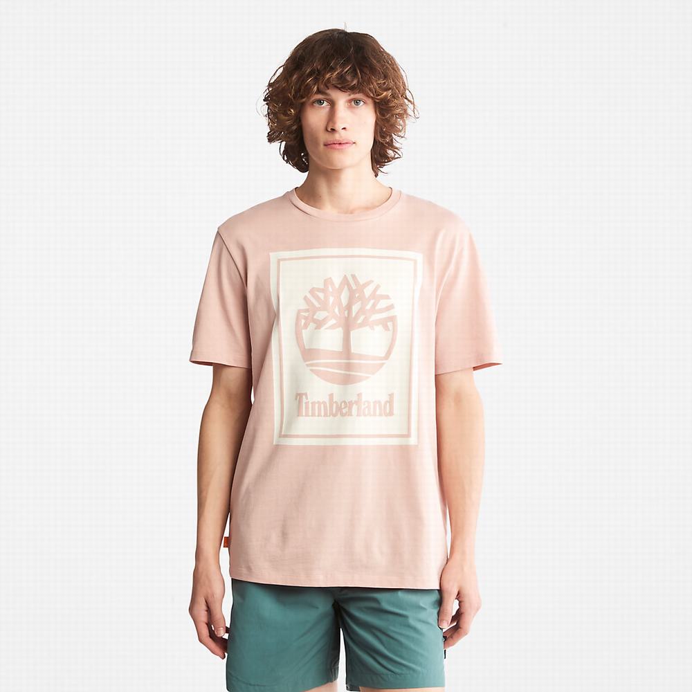 Timberland Tree Logo Tişört Erkek Pembe | TR-6493C