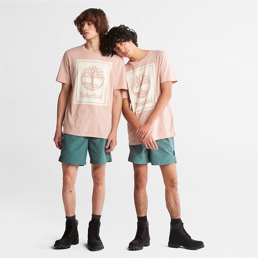 Timberland Tree Logo Tişört Erkek Pembe | TR-6493C