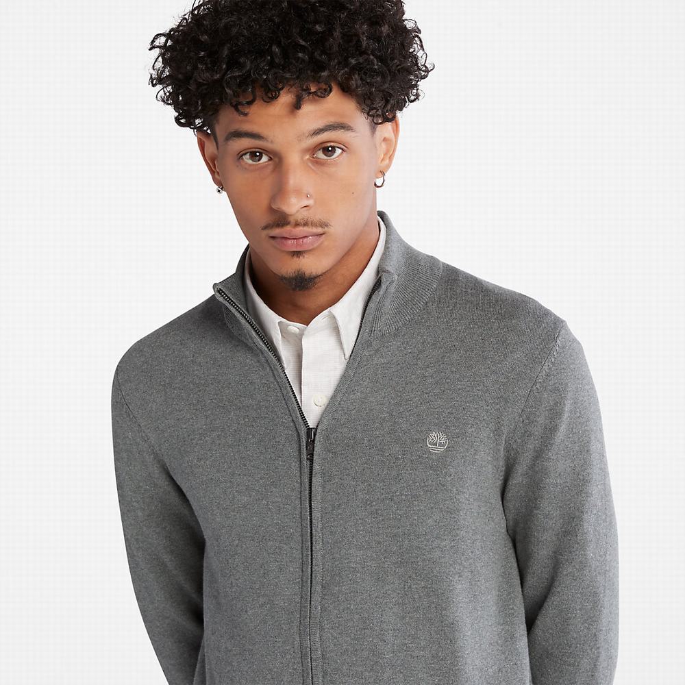 Timberland Williams River Organic Pamuklu Zip Kazak Erkek Koyu Gri | TR-9560R