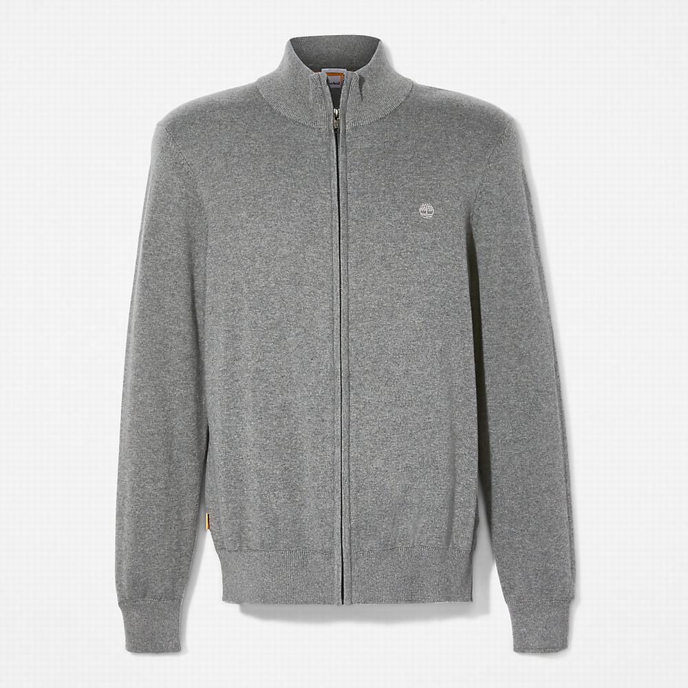 Timberland Williams River Organic Pamuklu Zip Kazak Erkek Koyu Gri | TR-9560R