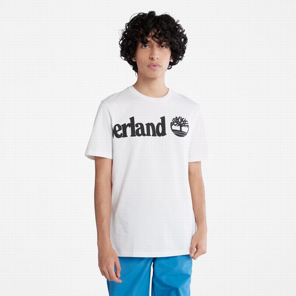 Timberland Wraparound-Logo Tişört Erkek Beyaz | TR-3425J