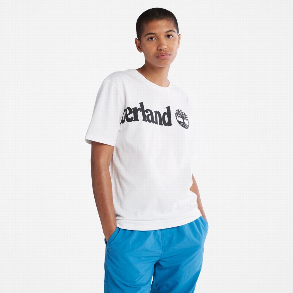 Timberland Wraparound-Logo Tişört Erkek Beyaz | TR-3425J