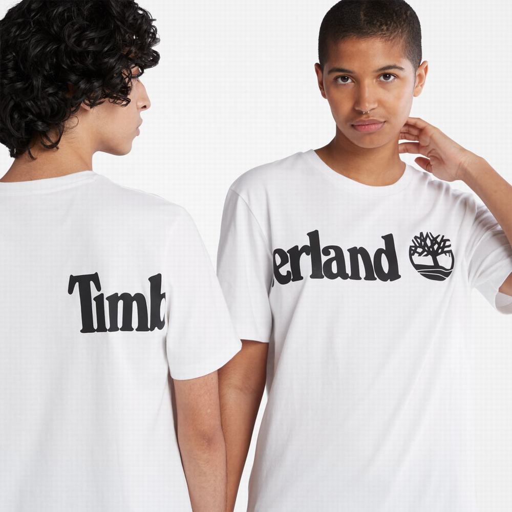 Timberland Wraparound-Logo Tişört Erkek Beyaz | TR-3425J
