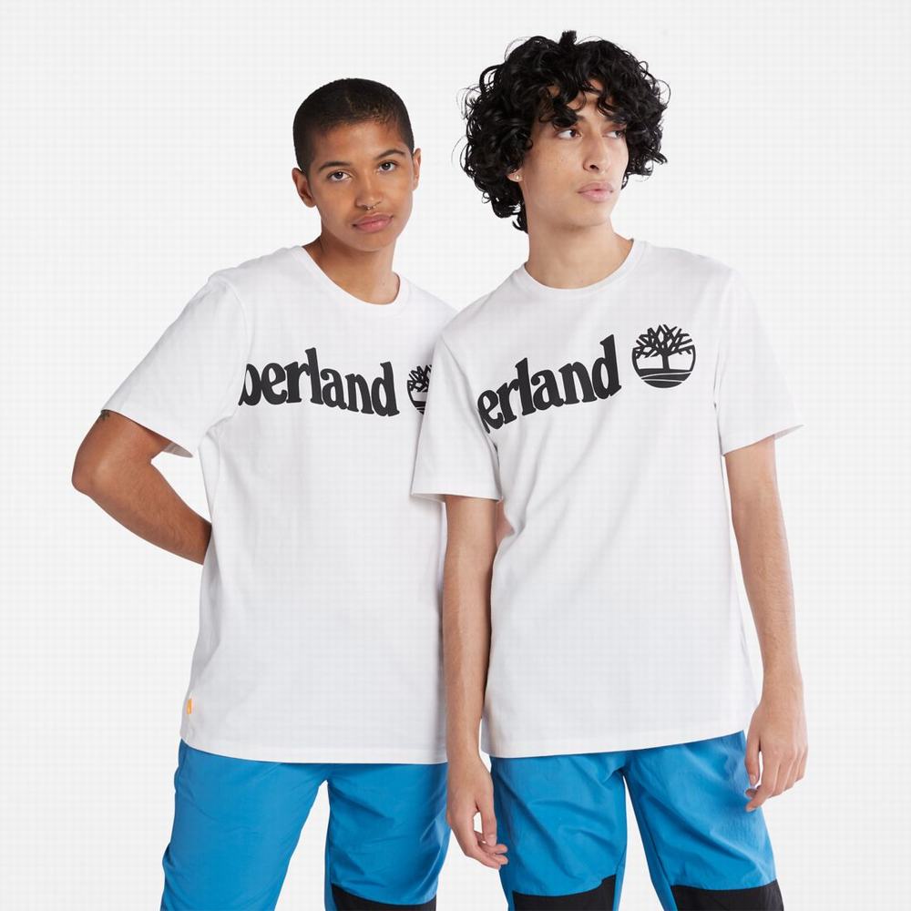Timberland Wraparound-Logo Tişört Erkek Beyaz | TR-3425J