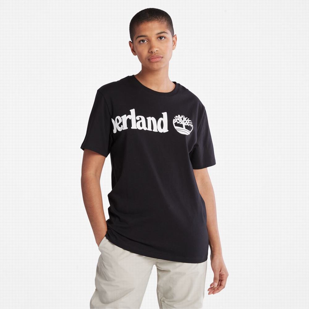 Timberland Wraparound-Logo Tişört Erkek Siyah | TR-5601K