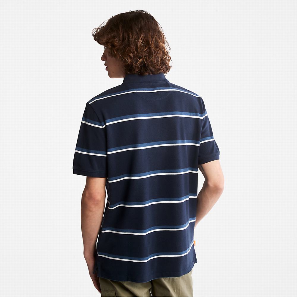 Timberland Zealand River Çizgili Polo Gömlek Erkek Lacivert | TR-0218V