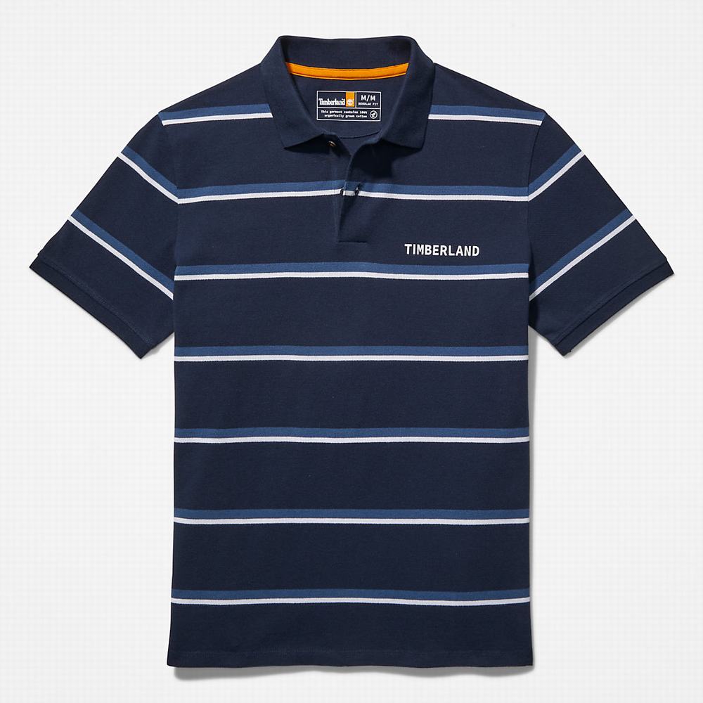 Timberland Zealand River Çizgili Polo Gömlek Erkek Lacivert | TR-0218V