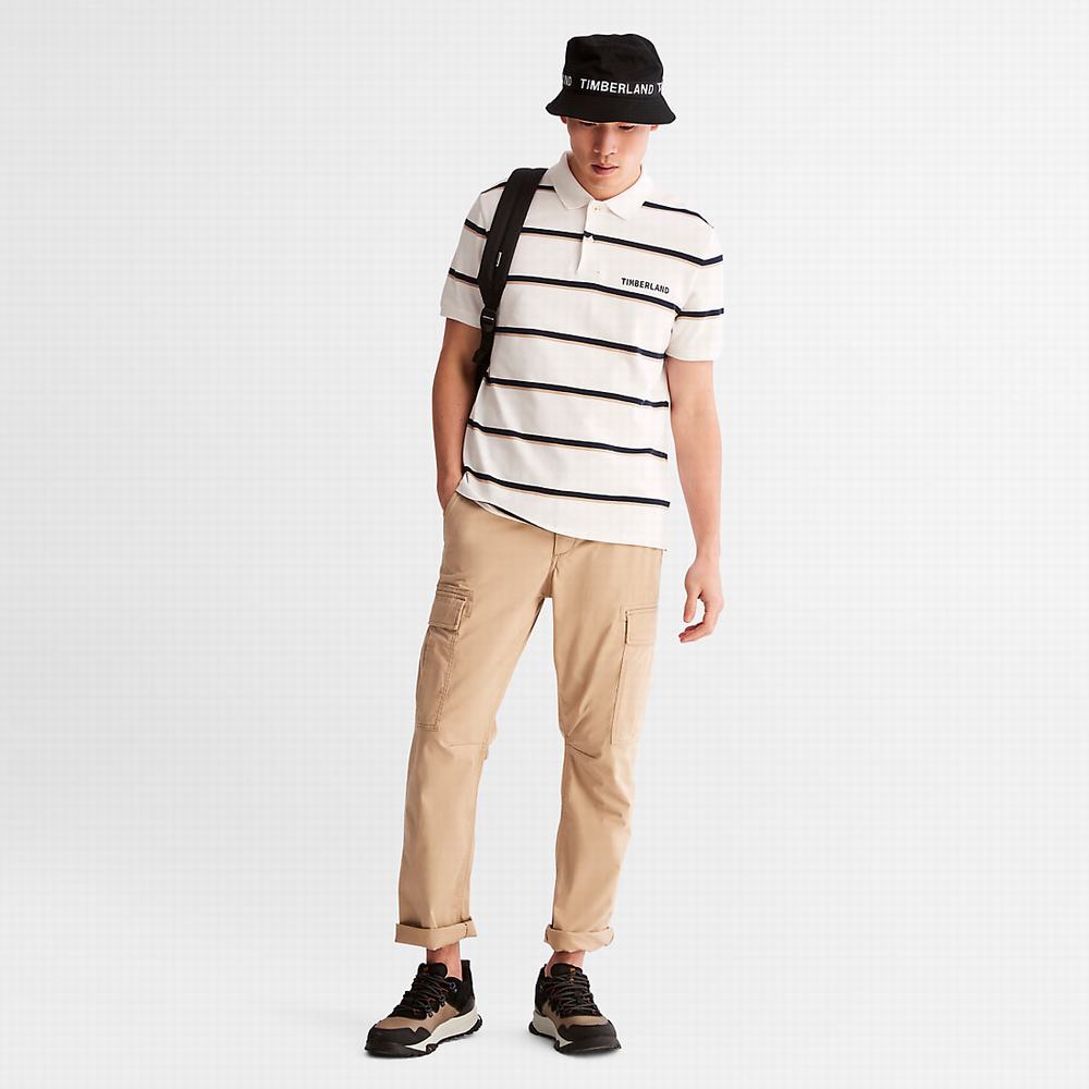 Timberland Zealand River Çizgili Polo Gömlek Erkek Beyaz | TR-5319B