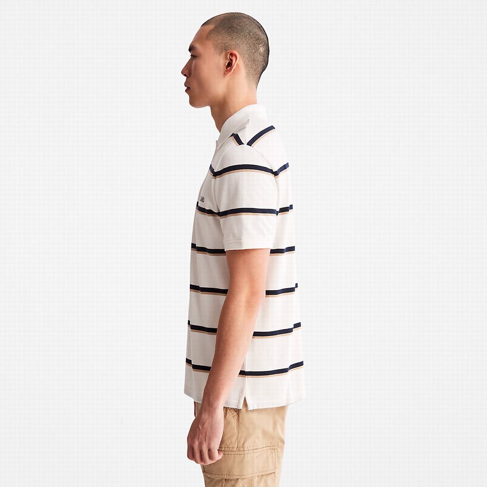 Timberland Zealand River Çizgili Polo Gömlek Erkek Beyaz | TR-5319B