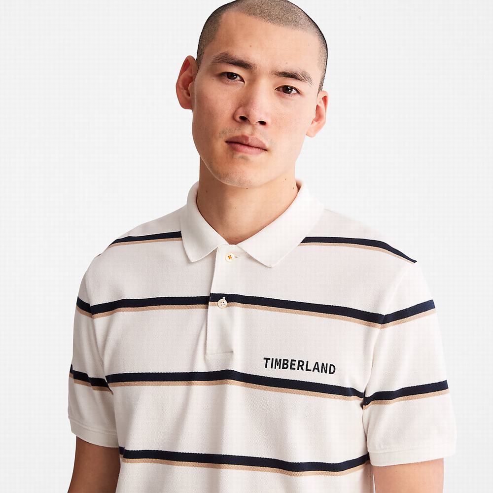 Timberland Zealand River Çizgili Polo Gömlek Erkek Beyaz | TR-5319B