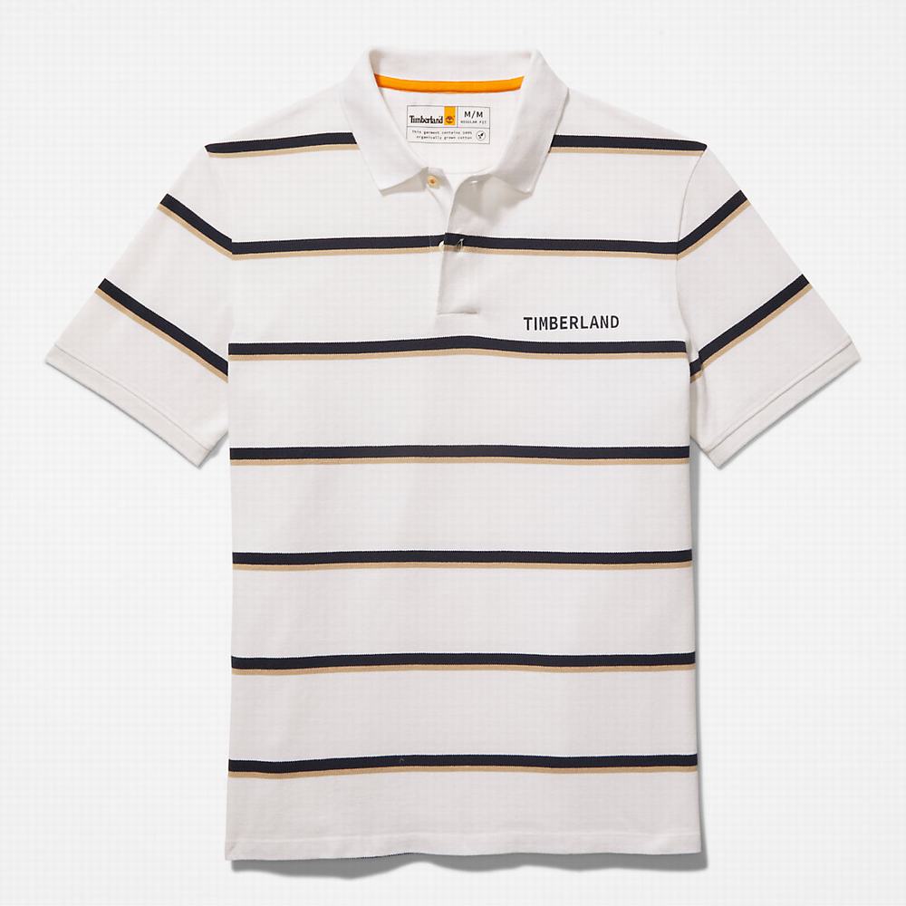 Timberland Zealand River Çizgili Polo Gömlek Erkek Beyaz | TR-5319B