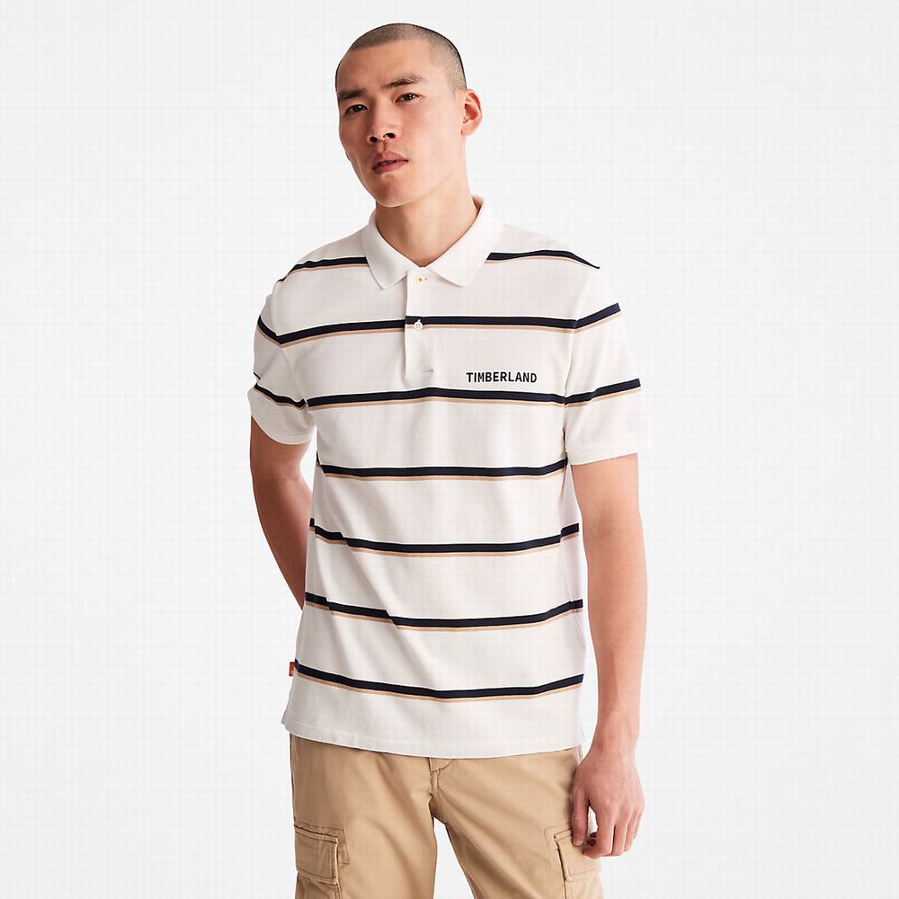 Timberland Zealand River Çizgili Polo Gömlek Erkek Beyaz | TR-5319B