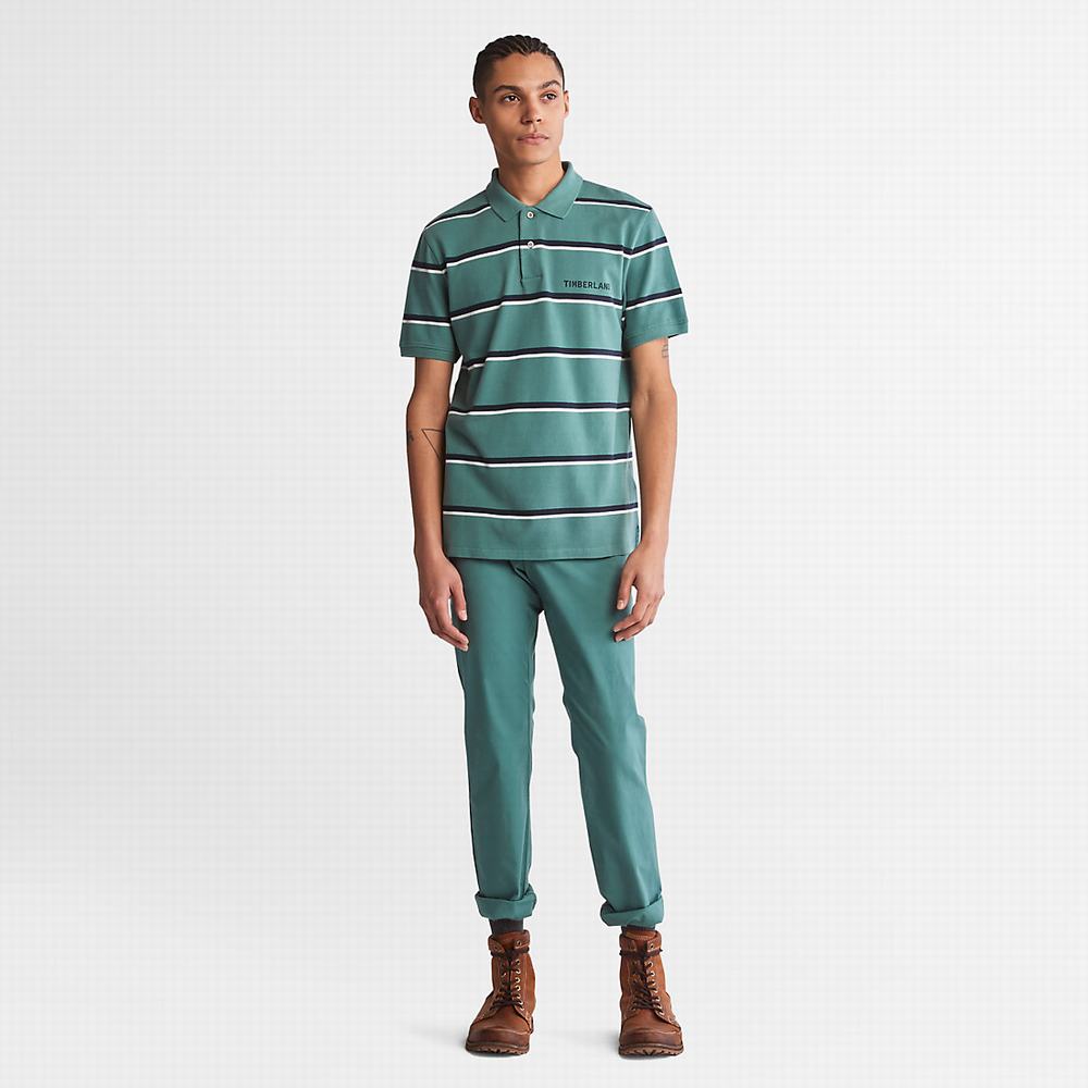 Timberland Zealand River Çizgili Polo Gömlek Erkek Turkuaz | TR-5487C