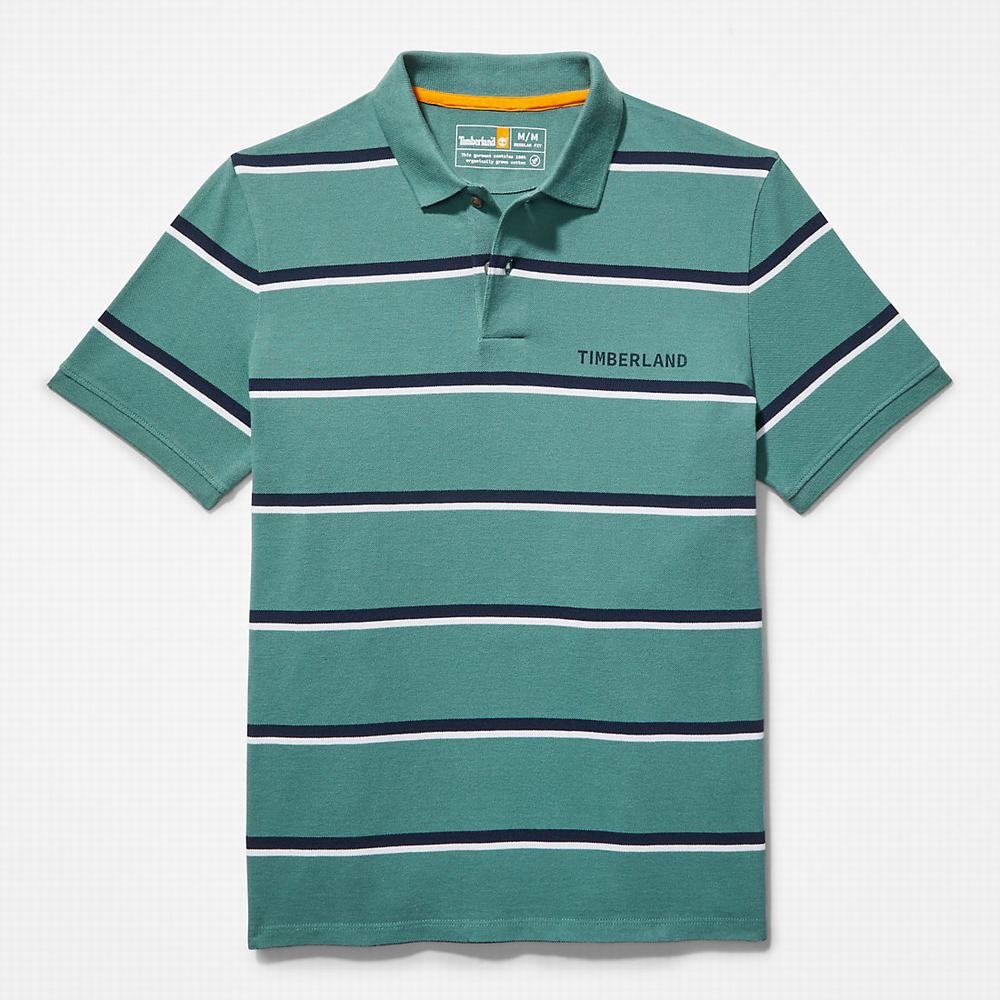 Timberland Zealand River Çizgili Polo Gömlek Erkek Turkuaz | TR-5487C