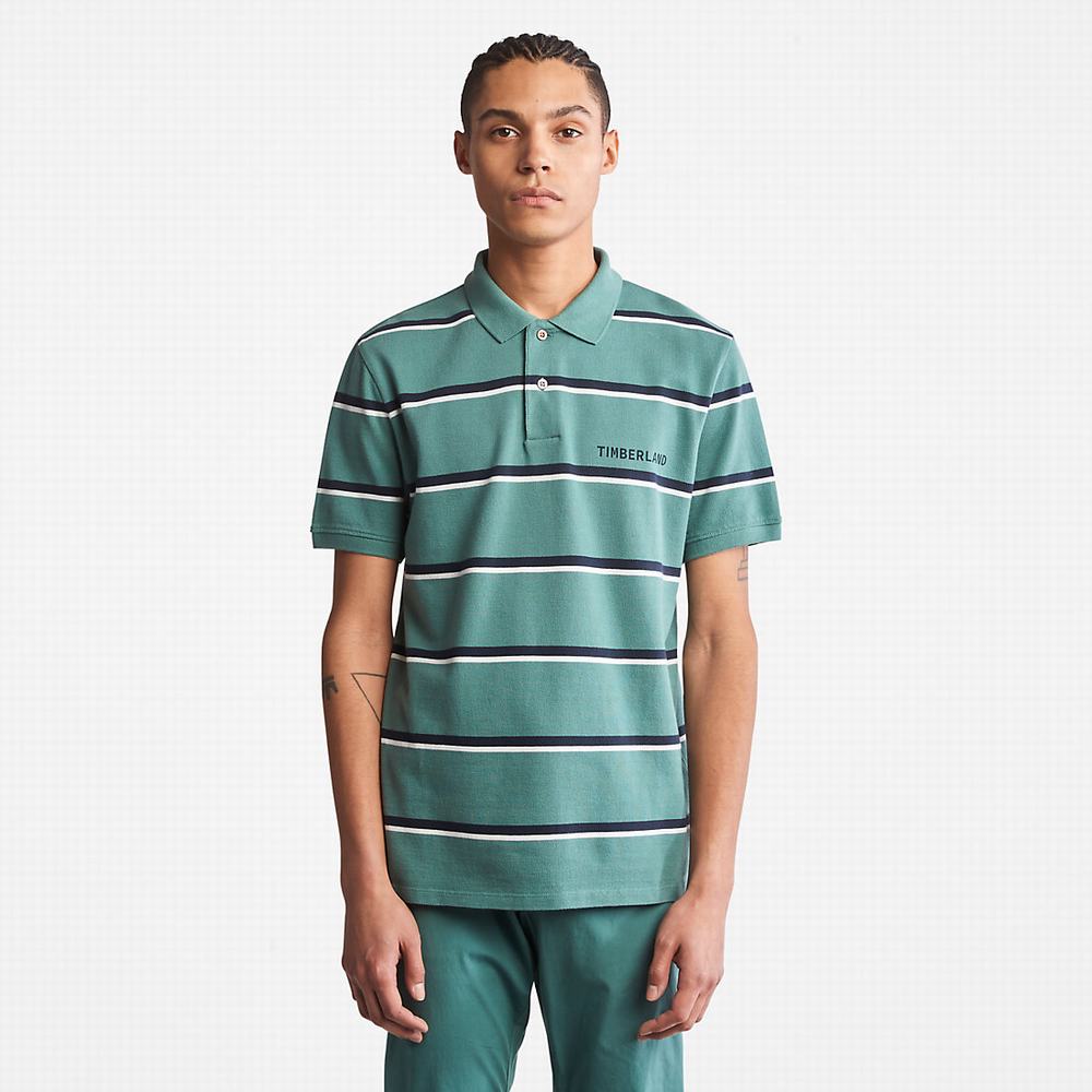Timberland Zealand River Çizgili Polo Gömlek Erkek Turkuaz | TR-5487C